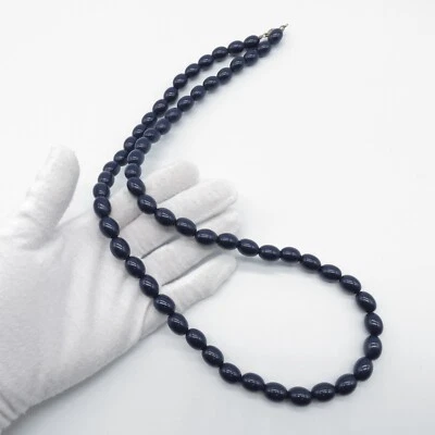 Collar Boho Azul Oscuro Ovalado Cuentas Ligero 30" Foto 1 de 4