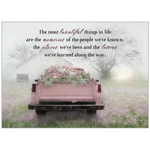 Pink Truck Flower Bed Birthday Scripture Card Religious Christian Her Women - Picture 1 of 2