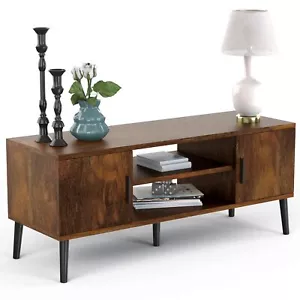 Mid-Century Modern 45" TV Stand with 2 Side Doors Entertainment Center Consol... - Picture 1 of 6