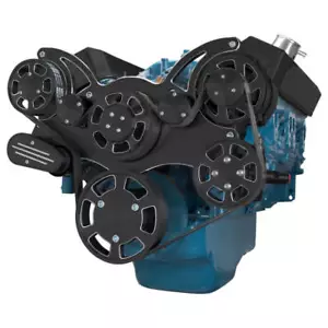 Black Diamond Serpentine System for Small Block Chrysler 340 360 MOPAR- No A/C - Picture 1 of 3