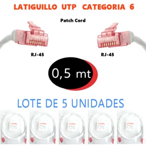 Latiguillo UTP Categoría 6 de 0,5 metros. RJ45. Pack 5 unidades - Imagen 1 de 1