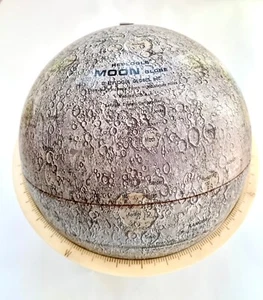 Vintage REPLOGLE Metal Lunar MOON GLOBE - 6" Diameter with Stand - Picture 1 of 10