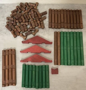 Gemischter Posten Lincoln Baumstämme Holz Gebäude Spielzeug Vintage & Modern Stücke Großpackung Set - Bild 1 von 1