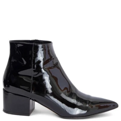 67115 Auth SERGIO ROSSI Negro Charol TACÓN BLOQUE TOBILLO Botas Zapatos 38 Foto 1 de 4