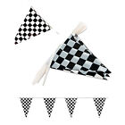 Black White Checkered Flags Party Banner Pennant Car Racing Boy's Birthday Decor
