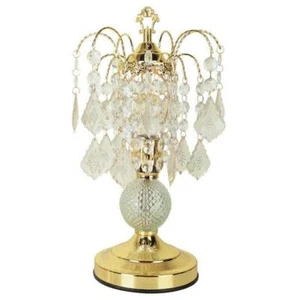 Glass ball accent On/off Touch Lamp with crystal-like shade, Gold base -LED BULB - Picture 1 of 3