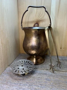 Signierter Teri’s-Beirut Libanon-Messing handgefertigter Eiskühler Eimer Kühler mit Zangen - Bild 1 von 24