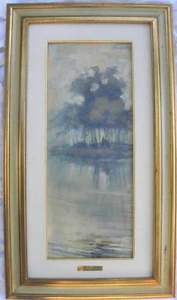 GIOVANETTI (Correggio 1898-Milano 1978) Nebbia sul Ticino OLIO 60x24 anno 1948 - Foto 1 di 3
