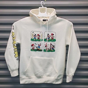 Disney Mickey Minnie Musical Couple LARGE Cream Pullover Hoodie Sweatshirt BNWT - Picture 1 of 17