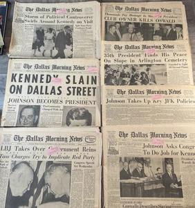 Lot 7 Tage 1963 John F. Kennedy JFK Attentat Dallas Morgennachrichten Zeitungen - Bild 1 von 8