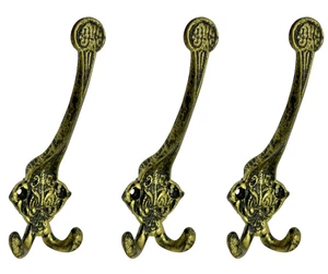 Set of 3 Cast Iron Vintage Design Coat Hooks Wall Art Decor-Vintage Design Hange - Picture 1 of 5