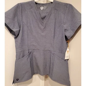 New Adar Ladies Scrub Top- Tailored Fit V-Neck Scrub size XL blue pro collection - Picture 1 of 5