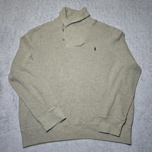 Polo Ralph Lauren Vintage hellgrün Baumwolle Schlaufenkragen Schal adretter Herren Pullover - Bild 1 von 11
