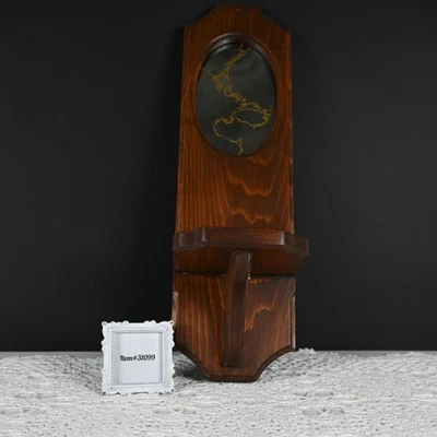 Vintage Wooden Shelf With Mirror Wall Decor, Signed on back - Image 1 of 4