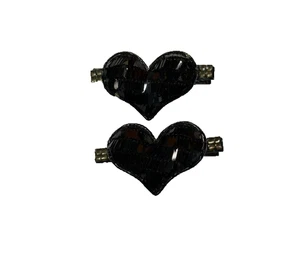 NEW Hair Accessories set of 2 black hearts clips - Picture 1 of 2