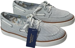 Tommy Bahama No-Tie Sneaker / Schuhe - NEU Damen 8 weiß / Streifen #47707-DSK - Bild 1 von 5