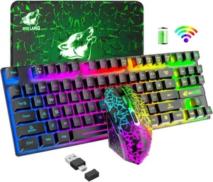 Teclado Y Mouse Inalambrico Gamer Razer Croma Gaming Illuminacion Teclas Para Pc - Foto 1 di 12