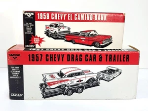 1/24 Ertl WIX 1957 Chevy Drag Car & Trailer & 1959 Chevy El Camino Bank Set 1994 - Picture 1 of 20