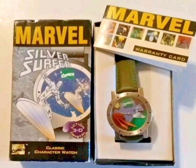 Reloj Pulsera Vintage Artwatch Marvel Silver Surfer 1996 Acción 3D Cristal (Funciona) Foto 1 de 4