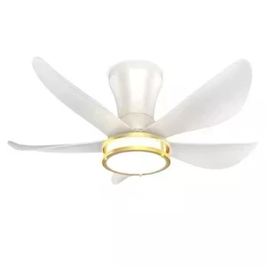 30” White and Gold 5 Blade Ceiling Fan w/ Light, Modern Ceiling Fan w/ Remote - Picture 1 of 6