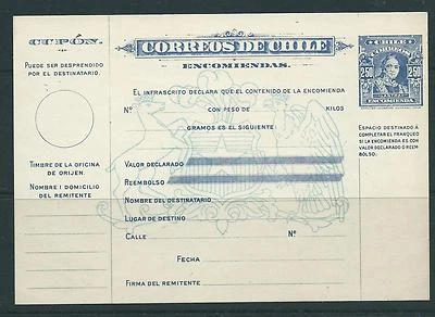 Chile 1947-49 Boletín de Encomienda  Parcel post 2.5 pesos "LASTRA" blue unused - Image 1 of 2