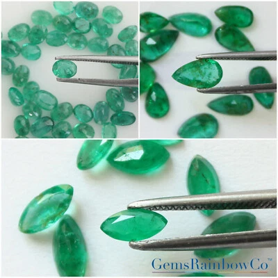 Esmeralda natural ovalada, pera, marquesa facetada piedras preciosas sueltas, verde zambia #876 Foto 1 de 4