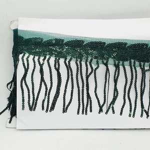 1m 10cm drop sequin Tassel  Fringing Trim lace trimming Dark Green - Picture 1 of 1