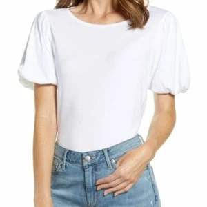 💕 Rachel Parcell 💕 XXS 💕 Bubble Sleeve T-Shirt weiß NEU AUTH 💕 #A121 - Bild 1 von 5