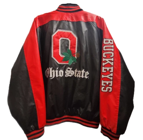 Ohio State Buckeyes Men's Jacket Steve & Barry's Faux Leather Jacket Coat Sz XL Cover