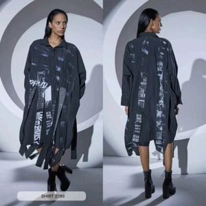 Hemdblusenkleid H4 Street Style Oversize Grafik Made in Turkey - Bild 1 von 10