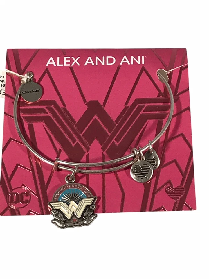 Pulsera Alex and Ani DC Mujer Maravilla "Fuerza, Gracia, Amor" Color Plata Foto 1 de 4