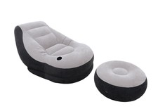 Intex 68564E Inflatable Ultra Lounge Chair With Cup Holder And Ottoman Set, Gray