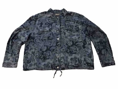 Chicos Paisley Denim Shacket Shirt  Women 3 - XL 16 Boho Country Lightweight - Image 1 of 4