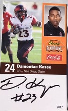 Damontae Kazee 2017 Signed SENIOR BOWL ROOKIE CARD Autographed RC San Diego St