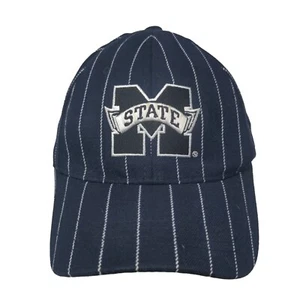Zephyr Men's Fitted Hat Blue M-L Pinstripe Mississippi State Bulldogs Dawgs Logo - Picture 1 of 8