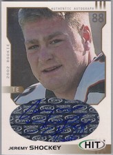 2002 Sage HIT Jeremy Shockey RC Auto Rookie /250 Miami Hurricanes NY Giants