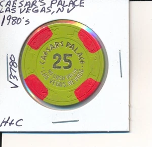 $25 CASINO CHIP -CAESAR'S PALACE LV NV 1980's H&C NO CASH VALUE #V3780 NICE!! - Picture 1 of 2