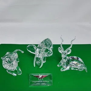 Swarovski SCS Inspiration Africa Set Elephant Kudu Lion 1993-1995 Display Plaque - Picture 1 of 18