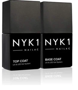 2 X NYK1 Salon UV LED Gel Polish System Nailac Top & Bottom Coat 10ml Twin Pack