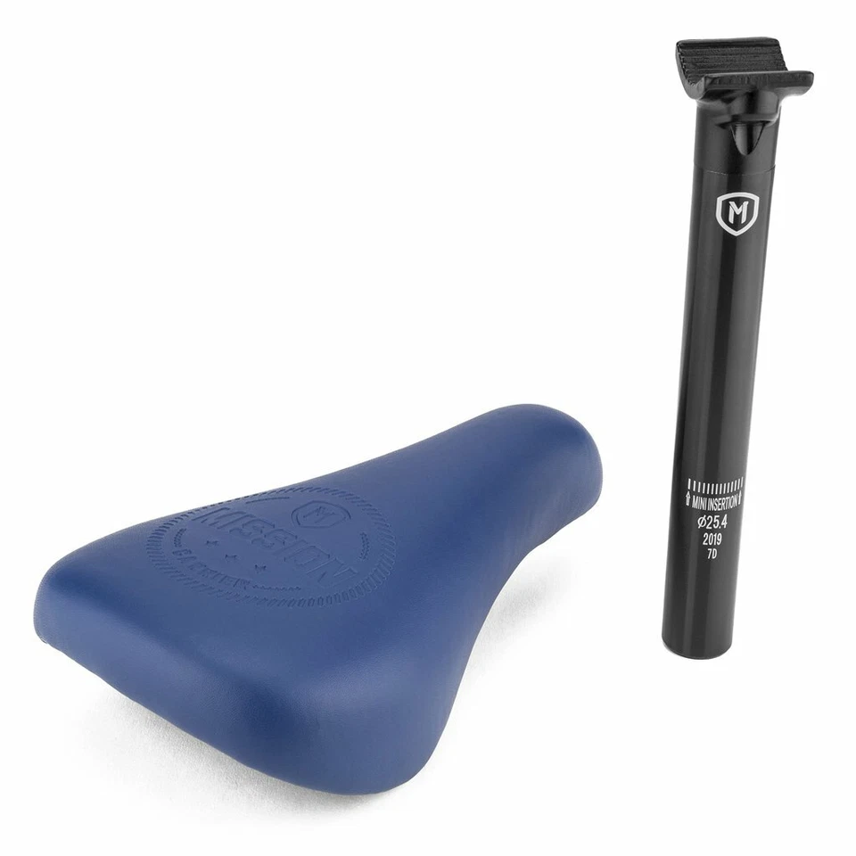 Mission Carrier Stealth Pivotal (Blue) BMX Bike Seat and 25.4mm Seat Post Kit - Image 1 of 1