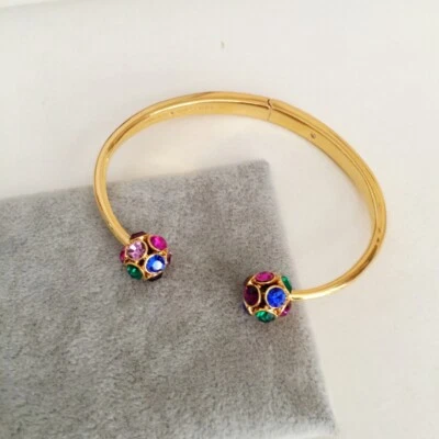 DEBER INCL. Brazalete Kate Spade Dama Mermelada Multicolor Pave Ball Dorado Bisagras Foto 1 de 4