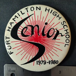 FORT HAMILTON HIGH SCHOOL senior pin 1979 - 1980 vintage Brooklyn New York - Picture 1 of 4