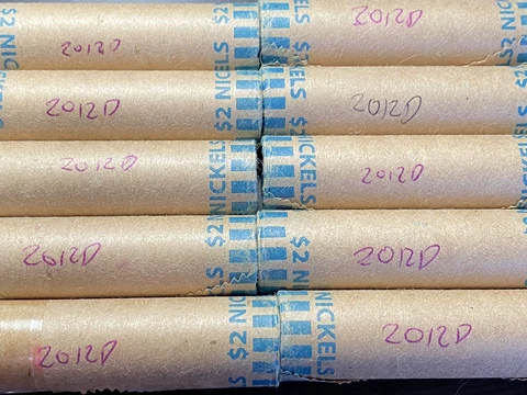 ORIGINAL BANK ROLL OF BU 2012-D JEFFERSON NICKELS!!! Cover