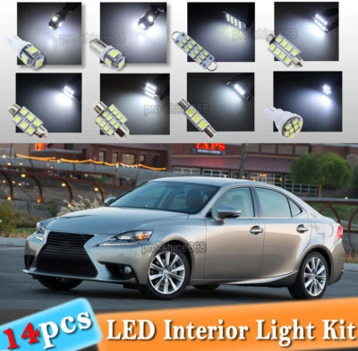 Kit de paquete de bombillas de luz interior LED blancas de 14 piezas para Lexus IS250 IS350 2014-2017 Foto 1 de 4