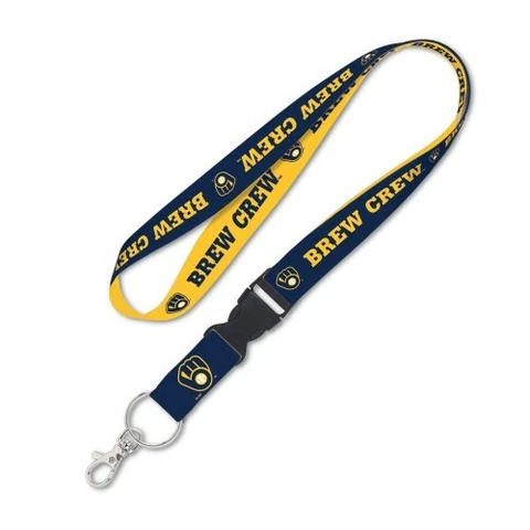MILWAUKEE BREWERS KEY CHAIN LANYARD DETACHABLE BUCKLE 1" W 22" L BREW CREW Cover