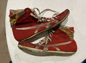 VINTAGE 1986 Tiger Asics Dan Gable Ultra-Flex Red And Silver Size 10