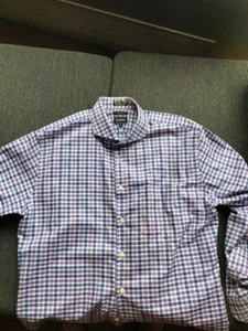 Neiman Marcus Mens Trim Fit wrinkle Free Button Down Purple Check Size 16.5 - Picture 1 of 4