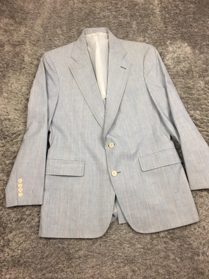 Haspel Suit Jacket Blazer Mens Size 40R Blue Striped Double Pocket Vintage - Image 1 of 4