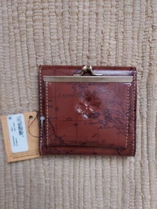 Patricia Nash Reiti Bi Fold Map Print Italian Leather Brown RFID Wallet - Bild 1 von 4