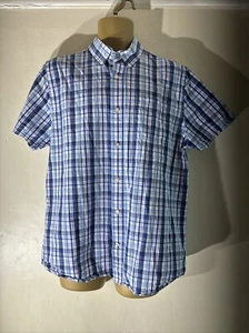 Mens Maine New England Size Large Blue Check Short Sleeve Smart Casual Shirt - Picture 1 of 5